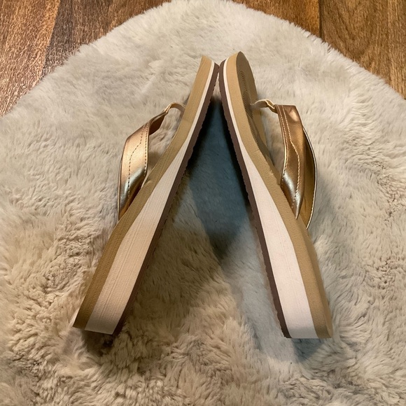 Coface Flip Flop Sandals Size 11 Arch Support Platform Thong Gold Cushion Comfy - Picture 5 of 8